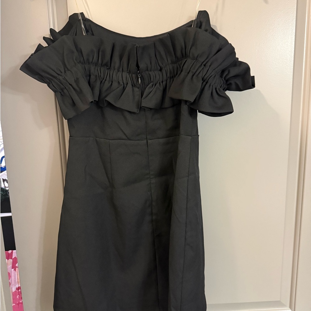 DO+BE Strapless Black Ruffle Dress